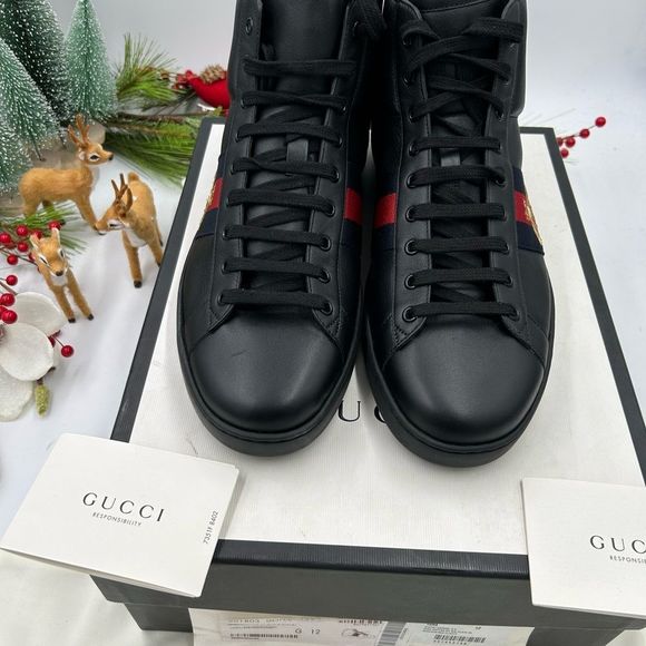 Men’s Gucci ace bee web high top sneakers, size 12, made in Italy - Picture 8 of 10